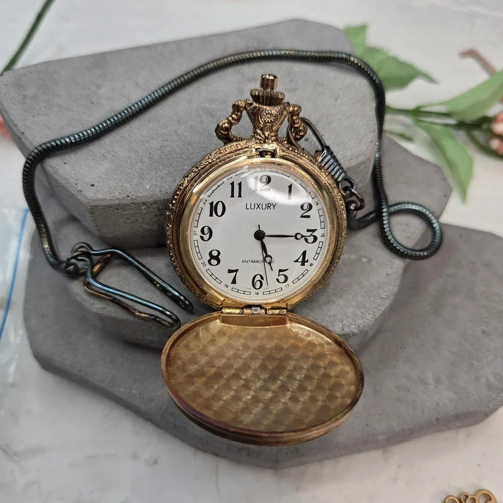 Luxury Civil War Commemorative Pocket Watch Lee Grant Bronze Tone Snake Chain